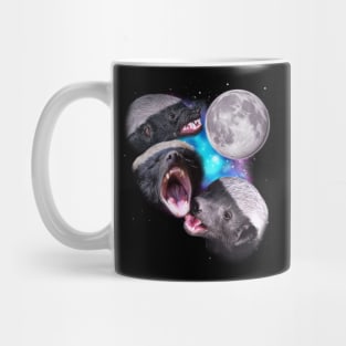 Three Honey Badgers Howl at the Moon Mug